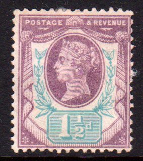 GB QV SG198 1 1/2d Dull Purple & Pale Green Mint