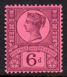 GB QV SG208 6d Purple/Rose-Red NHM Cat £60