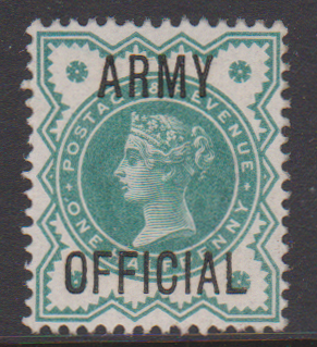 GB QV SGO42 1/2d Blue-Green Army Official Mint