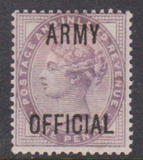 GB QV SGO43 1d Lilac Army Official Mint