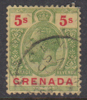 Grenada SG133 GV 5/- Green & Red/Pale Yellow GU Cat £35