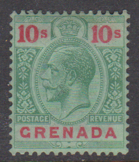 Grenada SG134 GV 10/- Green & Red/Emerald Mint Cat £75