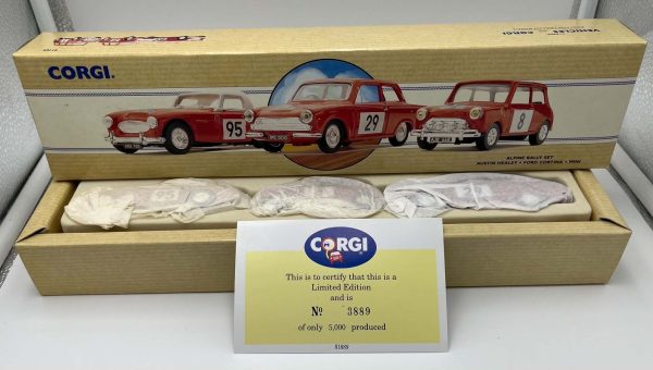 Corgi 97709 Alpine Rally Set Austin Healey Ford Cortina & Mini 1/43 Ltd Edition